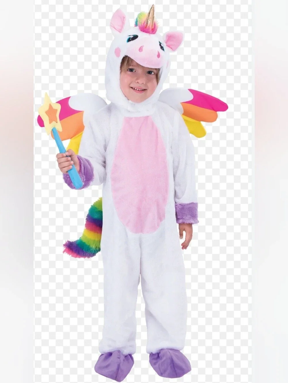 Spooktacular Creations Unisex Size 3T Plush Rainbow Wing Unicorn Costume